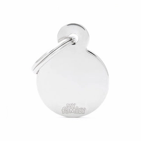My Family USA Pet Tag - Basic Chrome - Circle Chromed Brass - Small