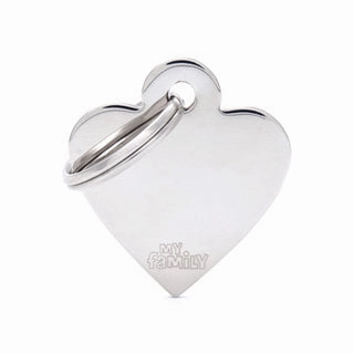 My Family USA Pet Tag - Basic Chrome - Heart Chromed Brass - Small