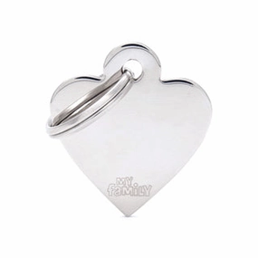 My Family USA Pet Tag - Basic Chrome - Heart Chromed Brass - Small