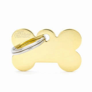 My Family USA Pet Tag - Basic Gold - Bone Golden Brass - Small