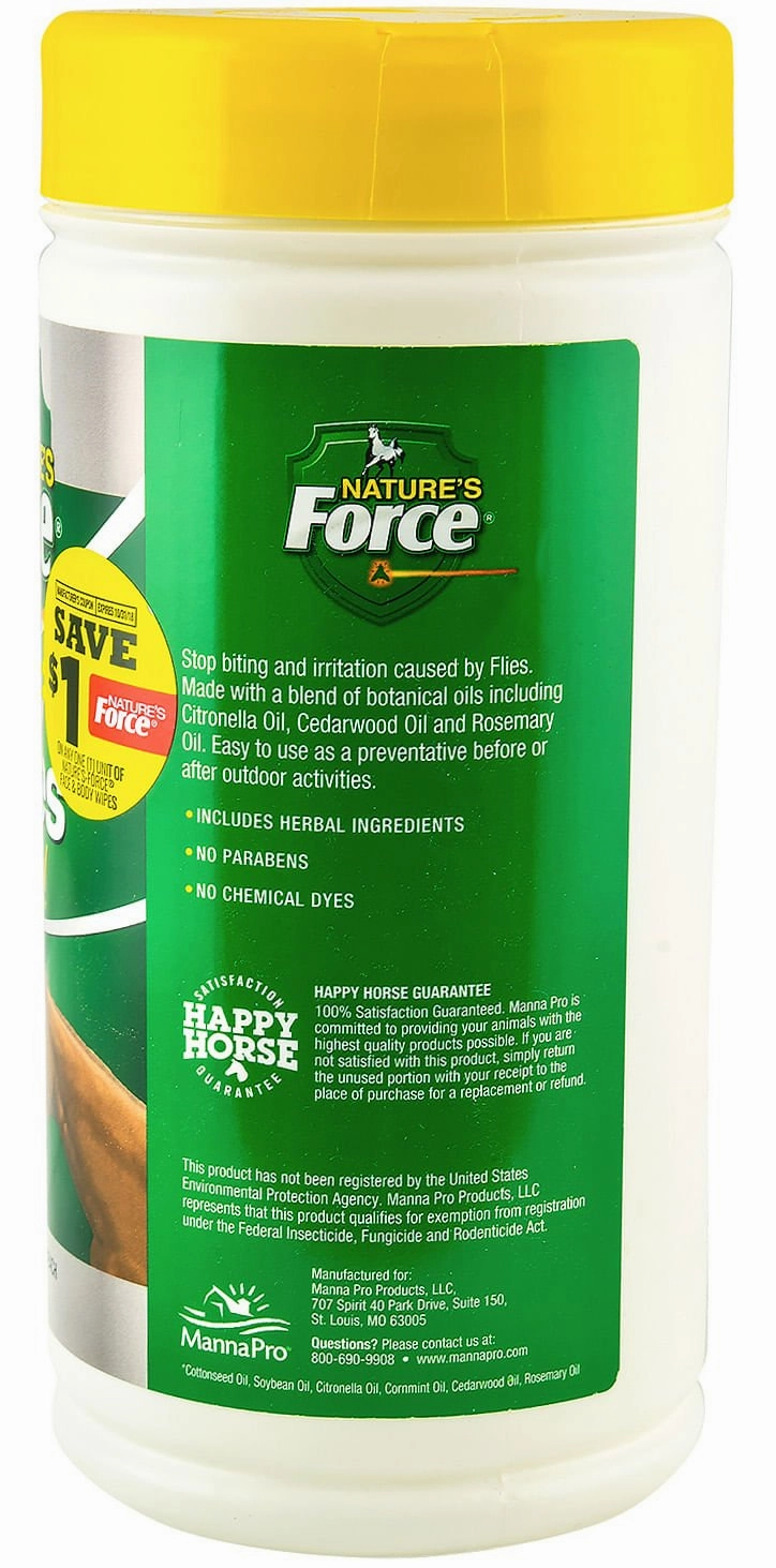 Nature's Force Face & Body Pest Preventative Wipes for Horses
