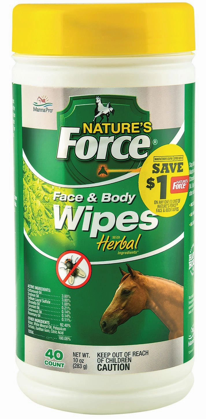 Nature's Force Face & Body Pest Preventative Wipes for Horses