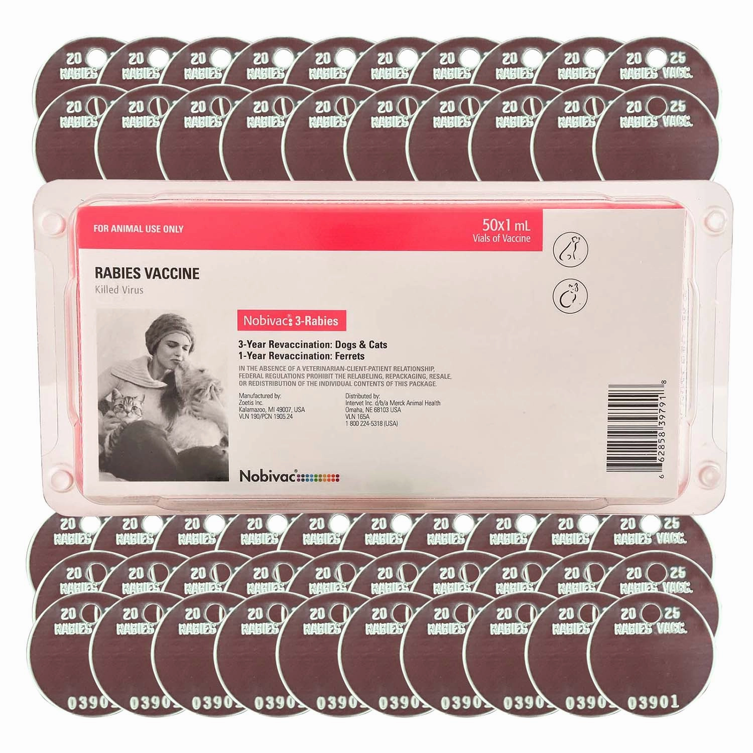 Nobivac 3 Rabies Vaccine Kit with Tags