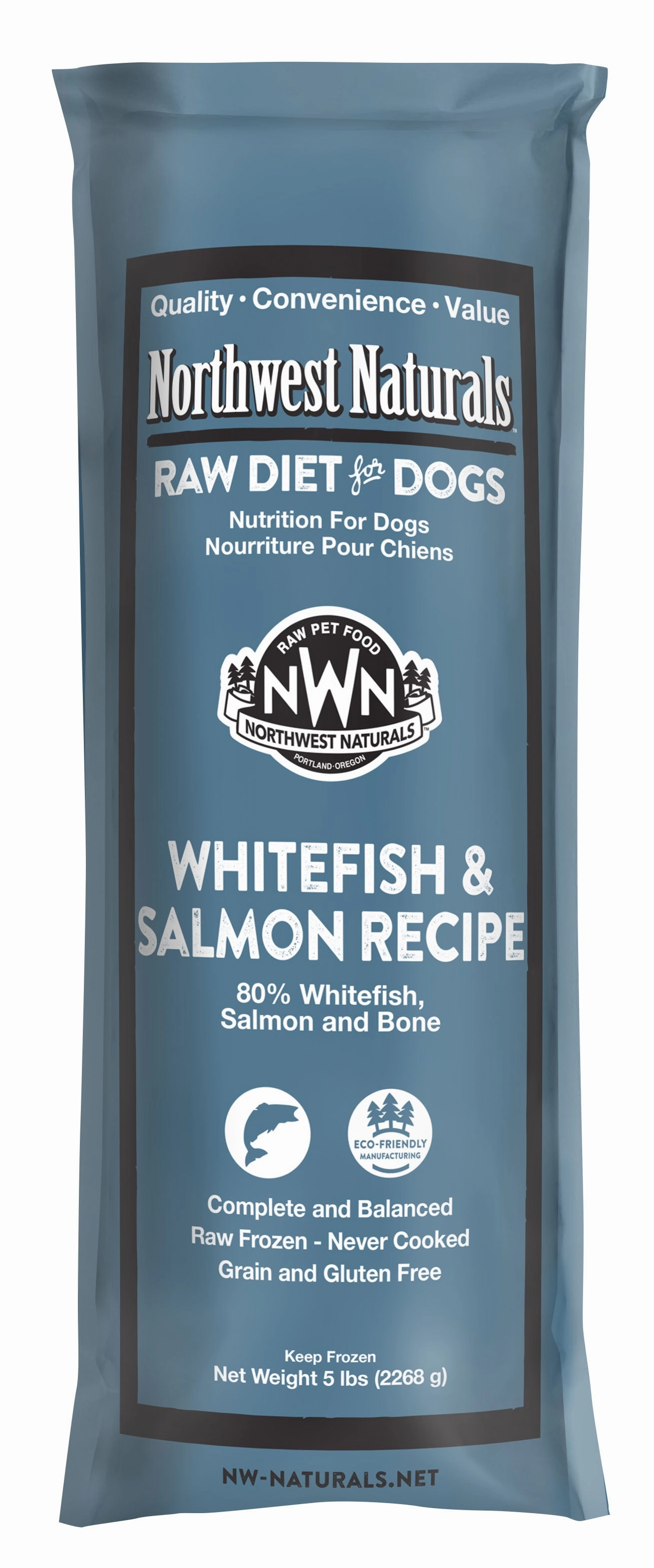 Northwest Naturals Frozen Raw Chubs - Whitefish & Salmon - 5lb