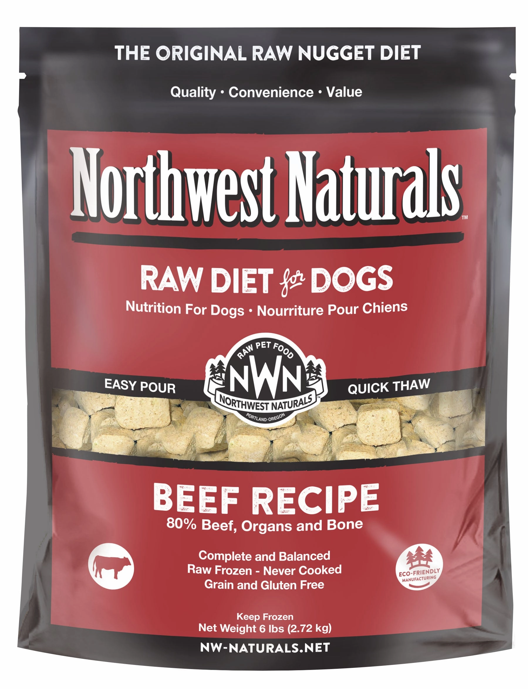 Northwest Naturals Frozen Raw Nuggets - Beef - 6lb Bag