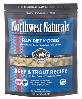 Northwest Naturals Frozen Raw Nuggets - Beef & Trout - 6lb Bag *Special Order Only*