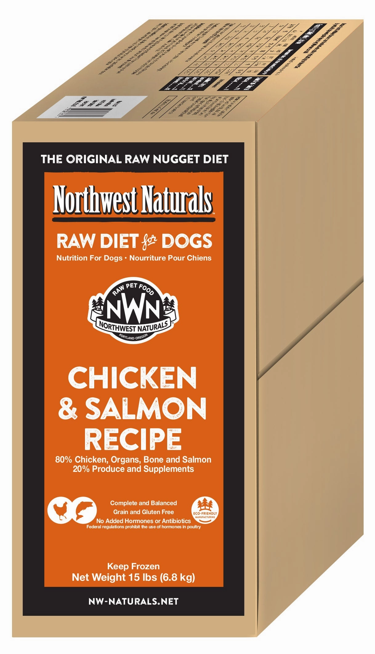 Northwest Naturals Frozen Raw Nuggets - Chicken & Salmon - 15lb Box *Special Order Only*