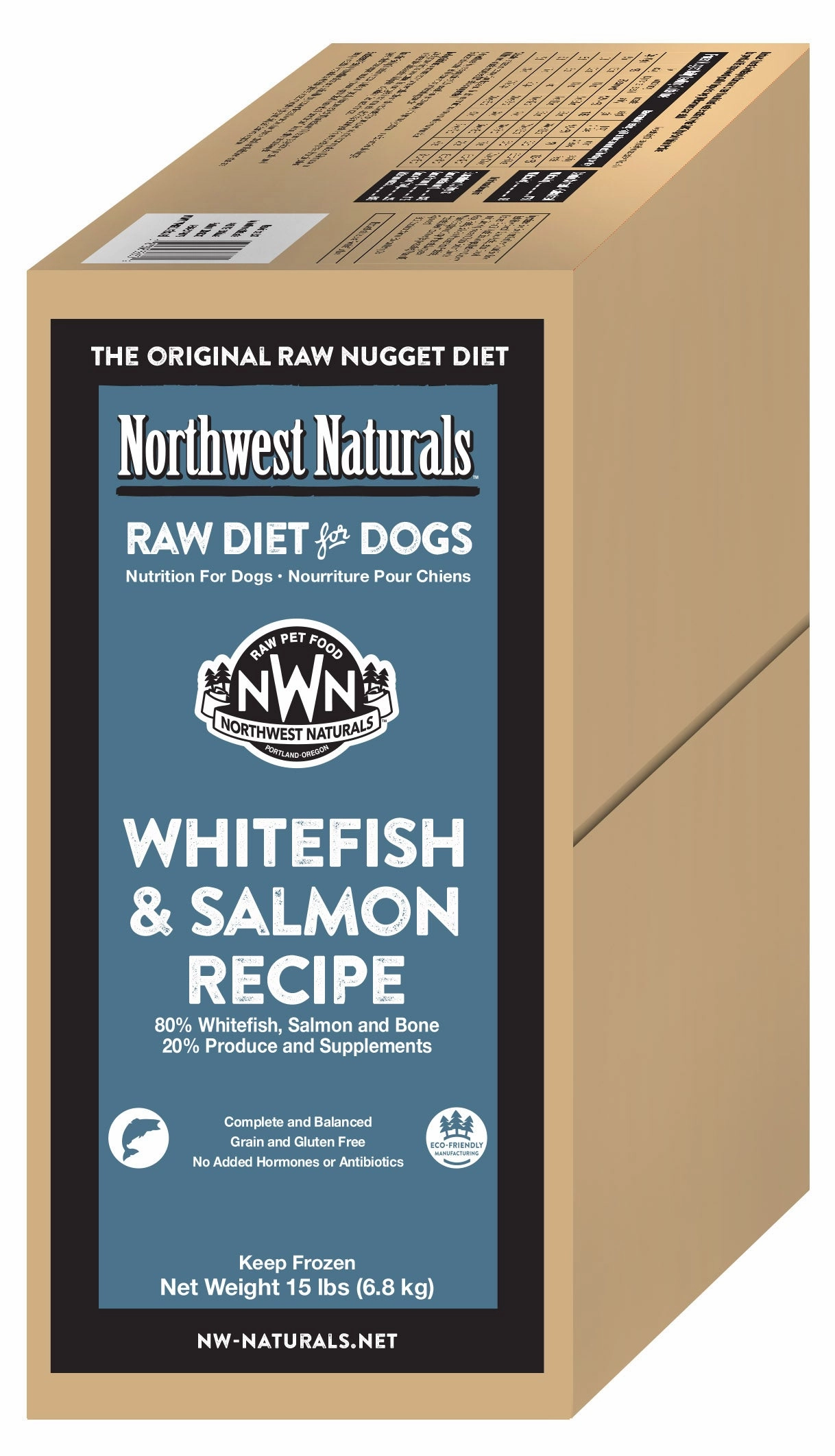 Northwest Naturals Frozen Raw Nuggets - Whitefish & Salmon - 15lb Box