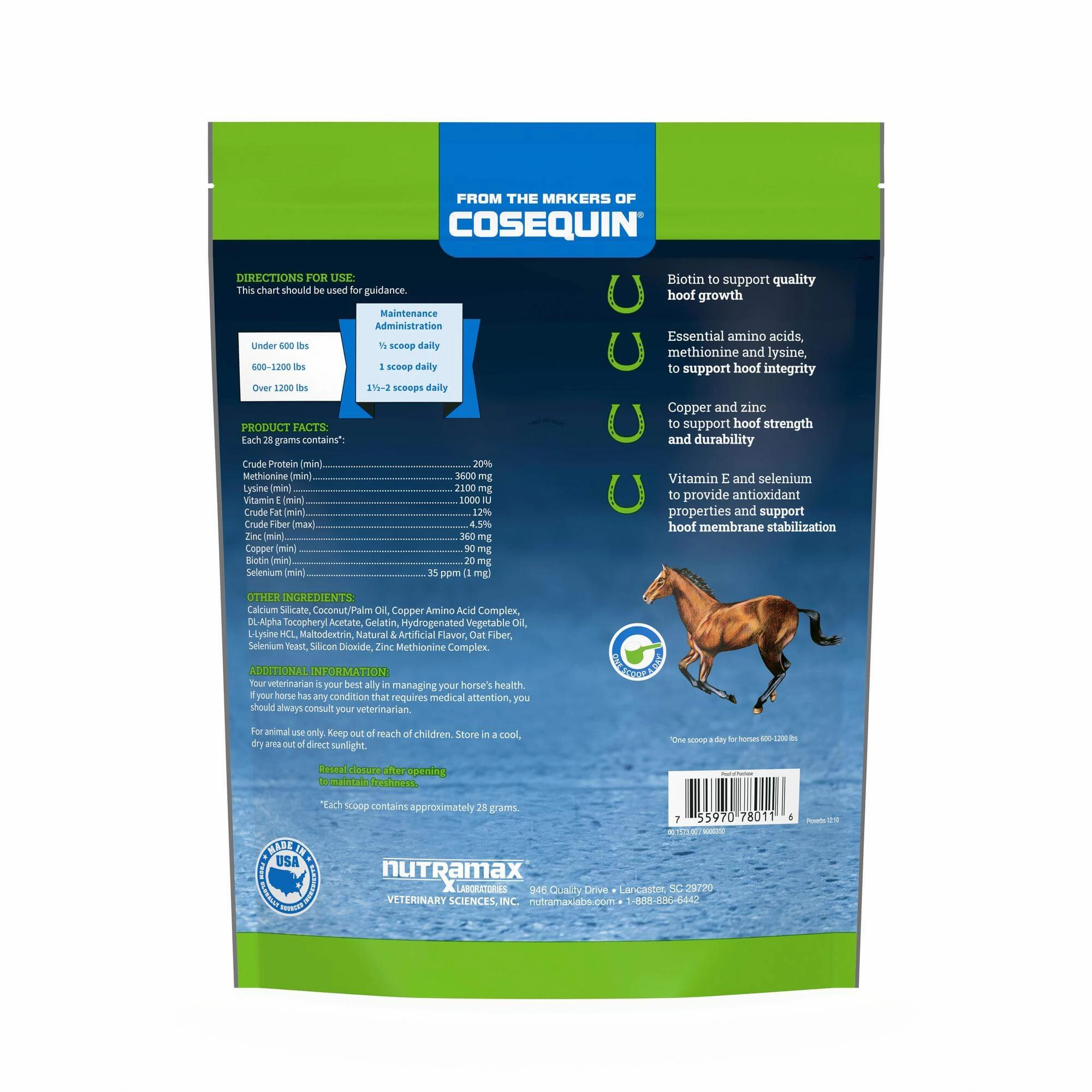 Nutramax Cosequin Calxequin Pellets Daily Hoof Support for Horses, 1260 Grams