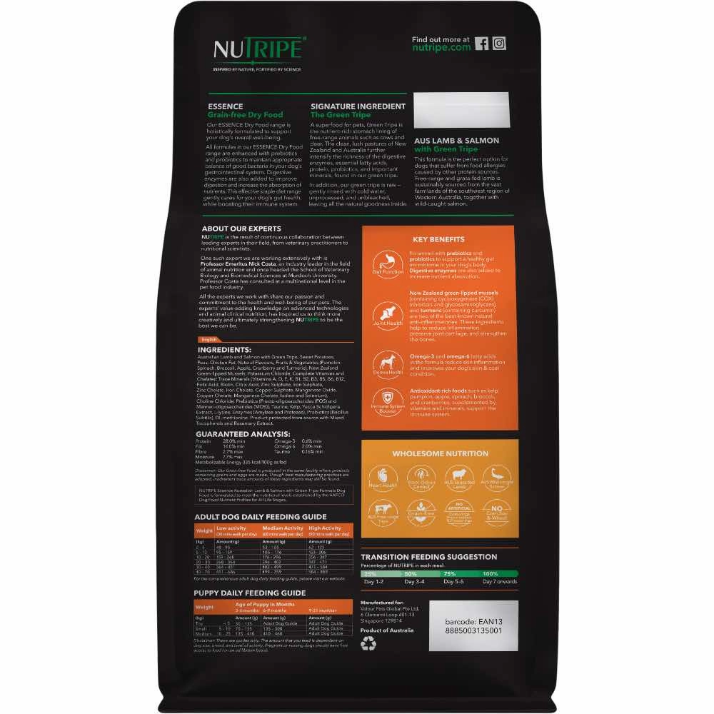 Nutripe Essence Australian Lamb & Salmon with Green Tripe Grain-Free Dry Dog Food