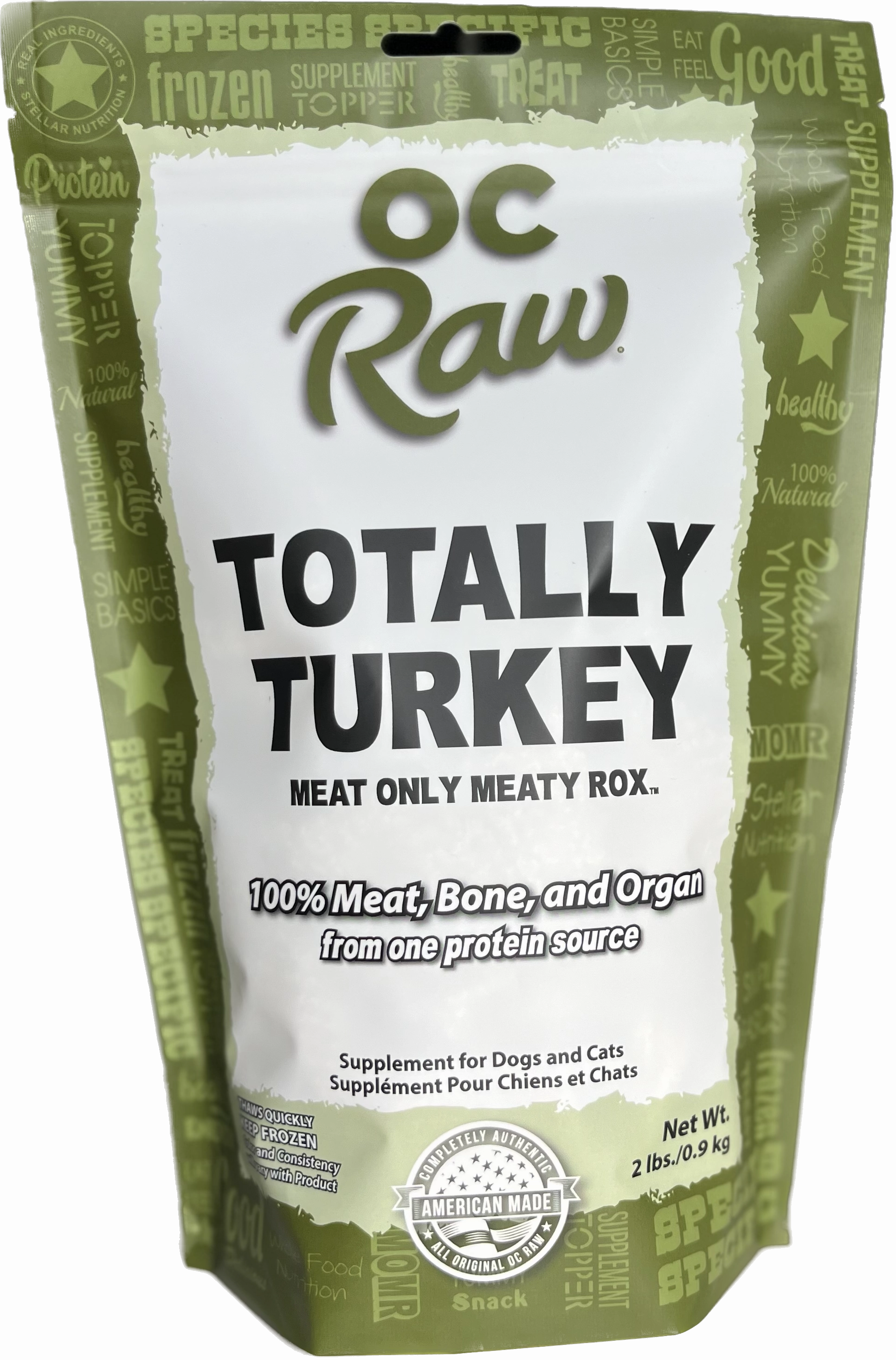 OC Raw Frozen Dog & Cat Food Meaty Rox - Totally Turkey 2lb Bag