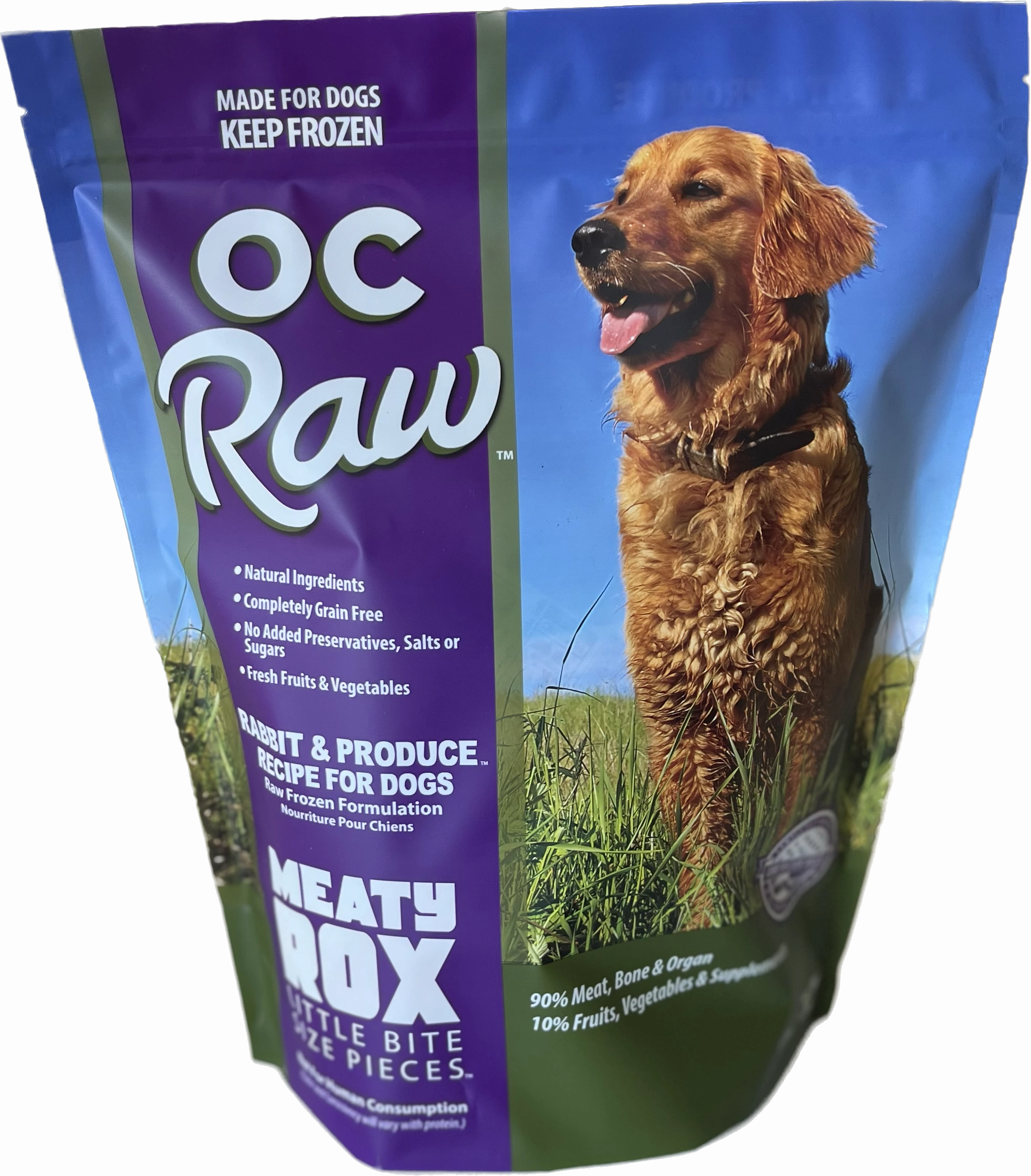 OC Raw Frozen Dog Food Meaty Rox - Rabbit & Produce