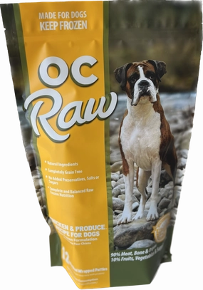 OC Raw Frozen Dog Food Patties Chicken & Produce 6lb Bag