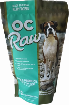 OC Raw Frozen Dog Food Patties Fish & Produce 6lb Bag