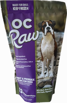 OC Raw Frozen Dog Food Patties Rabbit & Produce 6lb Bag