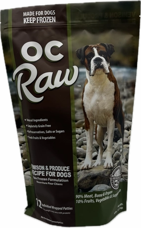 OC Raw Frozen Dog Food Patties Venison & Produce 6lb Bag