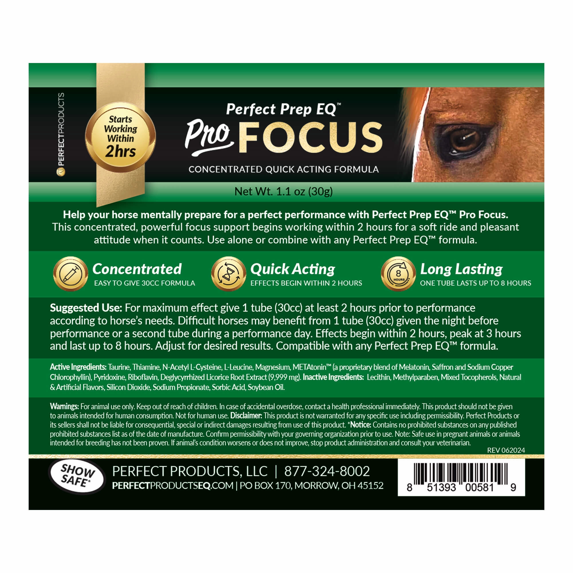 Perfect Prep EQ Pro Focus Paste for Horses, 1.1 oz