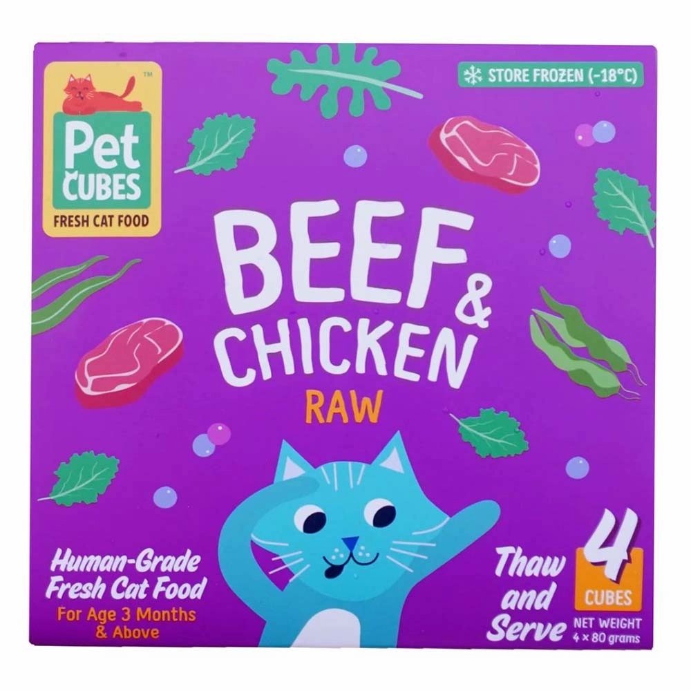 PetCubes Raw Beef & Chicken Frozen Cat Food 1.28kg