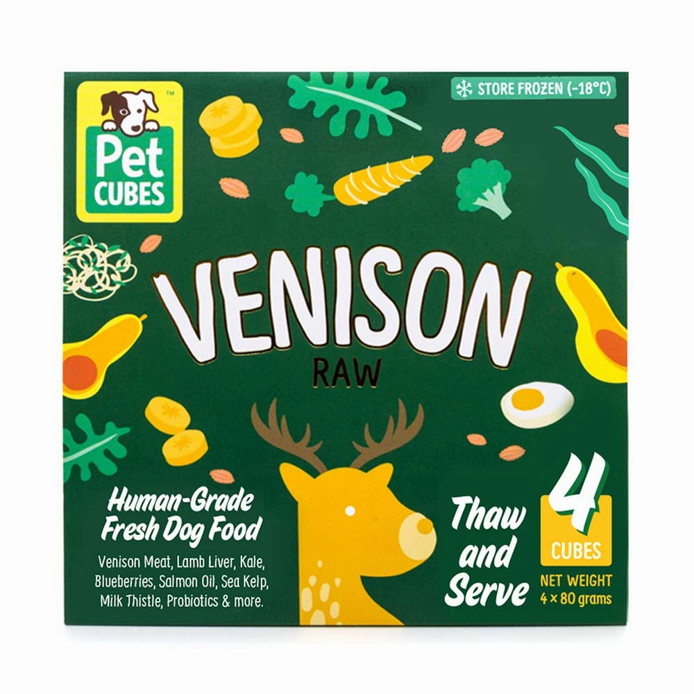 PetCubes Raw Venison Grain-Free Frozen Dog Food 2.25kg