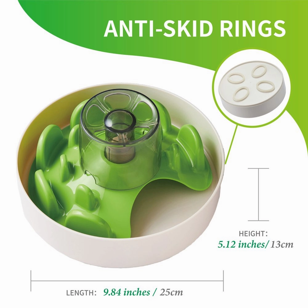 PetDreamHouse SPIN Interactive Slow Feeder For Cats & Dogs (Green UFO Maze)