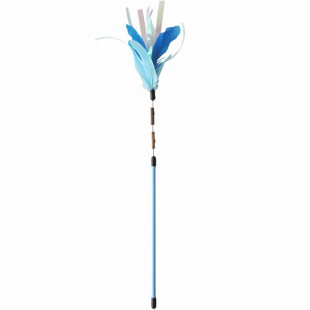 Petz Route Rustling Sounds With Silvervine Cat Wand Toy (Blue)