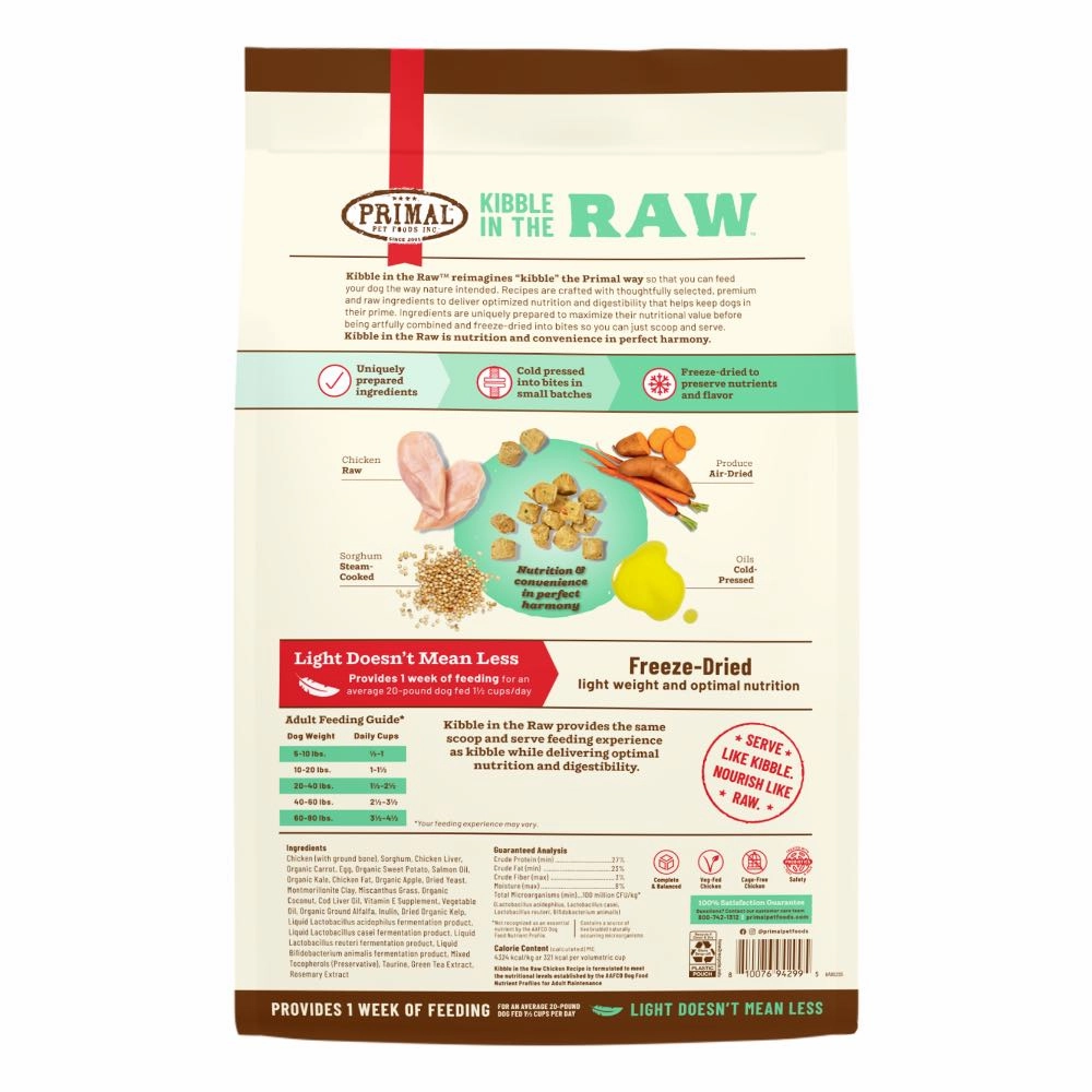 Primal Kibble In The Raw Chicken Freeze-Dried Dog Food 1.5lb