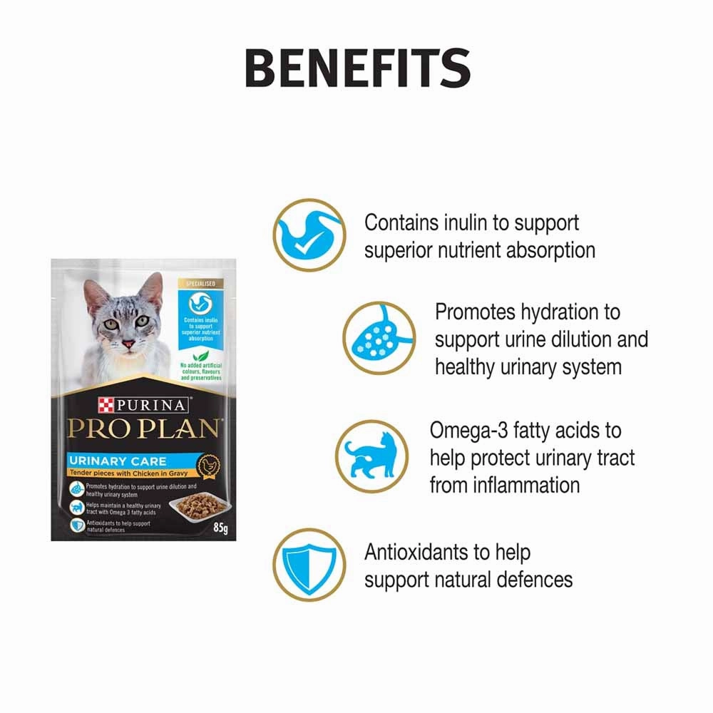 Pro Plan Urinary Tract Health Chicken In Gravy Adult Pouch Cat Food 85g x 12