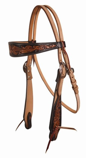 Professional's Choice Black Floral Roughout Browband Headstall