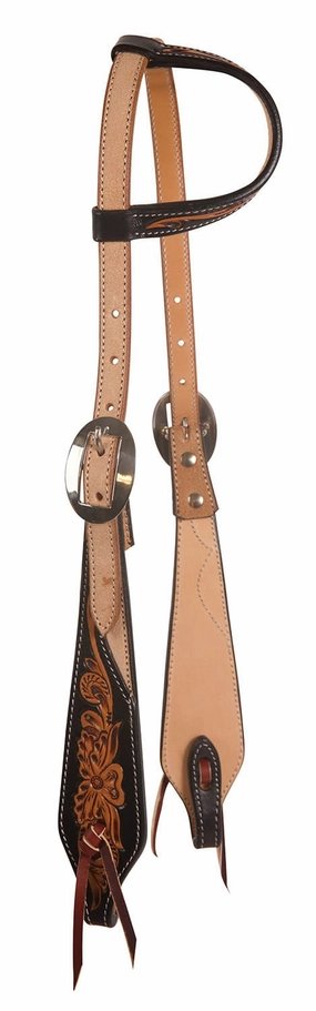 Professional's Choice Black Floral Roughout One Ear Headstall