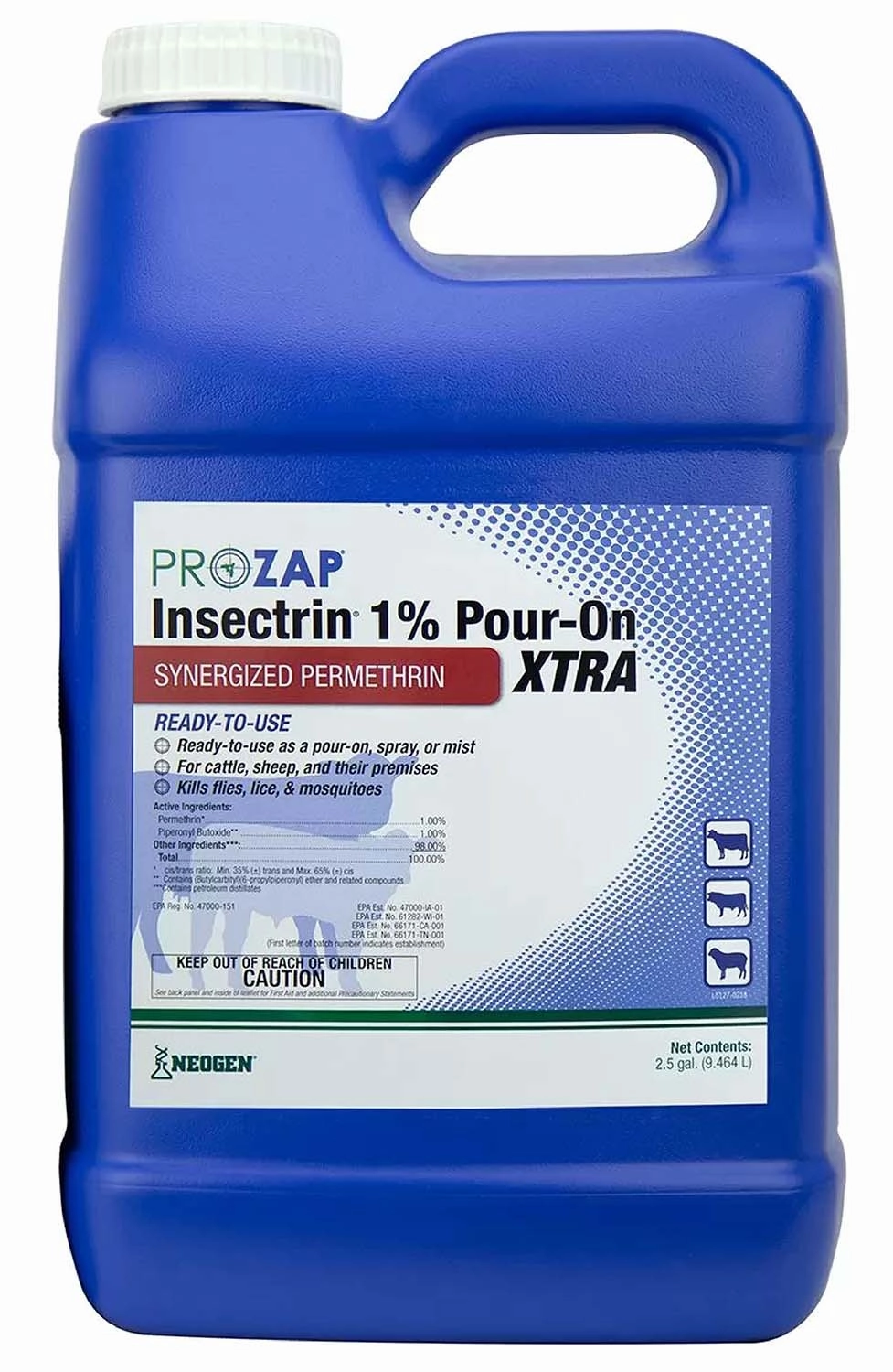 Prozap Insectrin 1% Pour-On Xtra, 2.5 gal