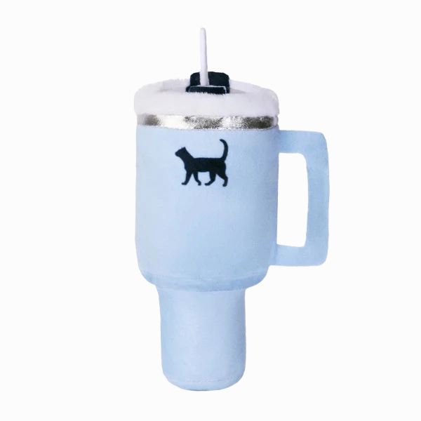 PUPROAR Kitty Cup Tumbler Plush Cat Toy with Catnip & Crinkle Paper - Chambray Blue