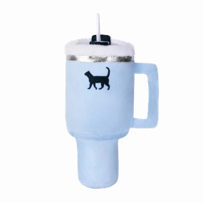 PUPROAR Kitty Cup Tumbler Plush Cat Toy with Catnip & Crinkle Paper - Chambray Blue