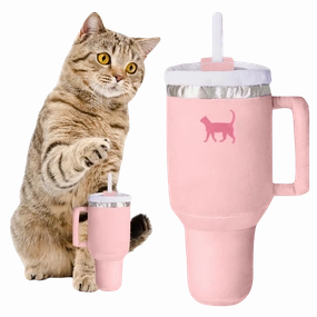 PUPROAR Kitty Cup Tumbler Plush Cat Toy with Catnip & Crinkle Paper - Peach Pink Dust