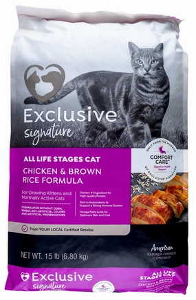 Purina Exclusive Signature Premium All Life Stages Dry Cat Food, Chicken/Brown Rice