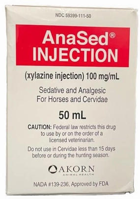 Rx AnaSed (xylazine) Injection, 100mg/ml x 50ml for Horses