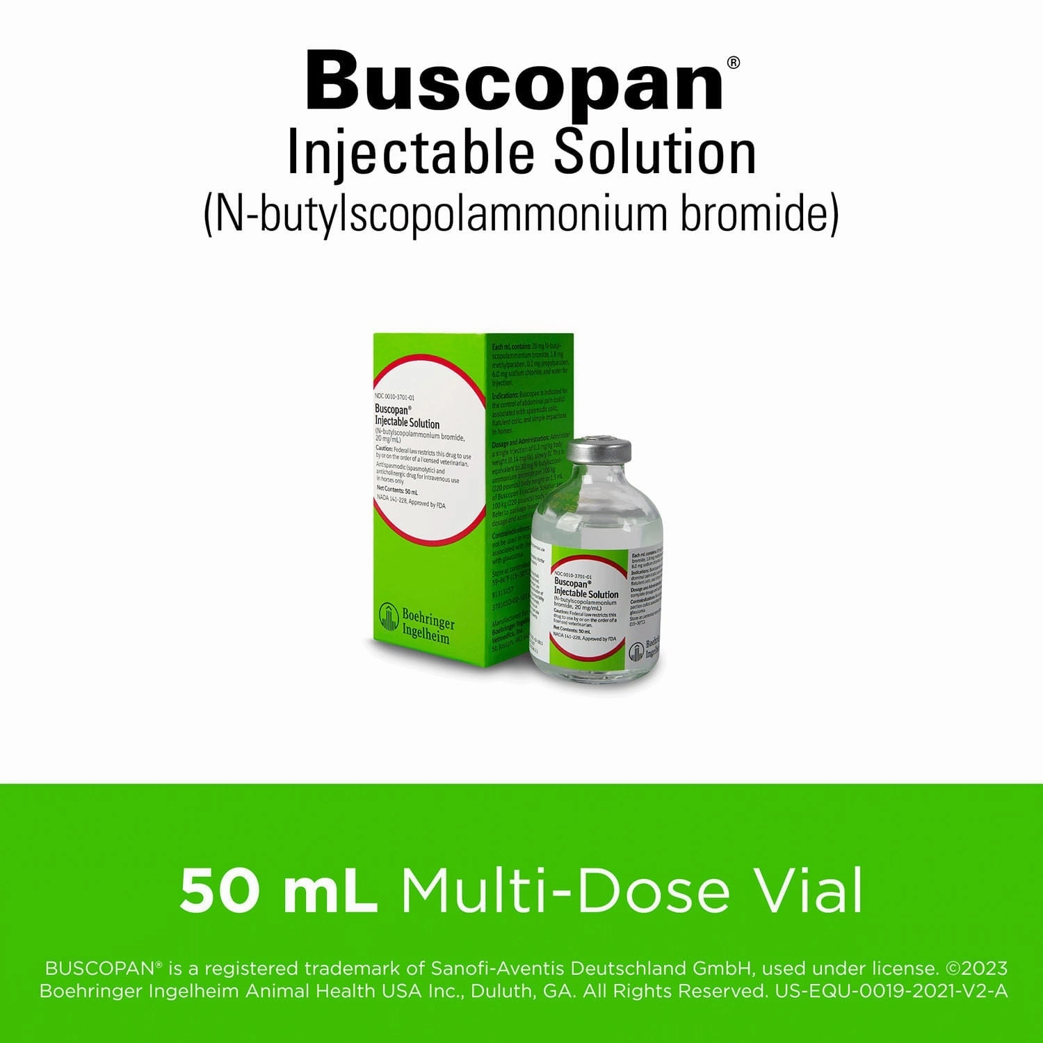 Rx Buscopan Injectable Solution for Horses, 50 mL