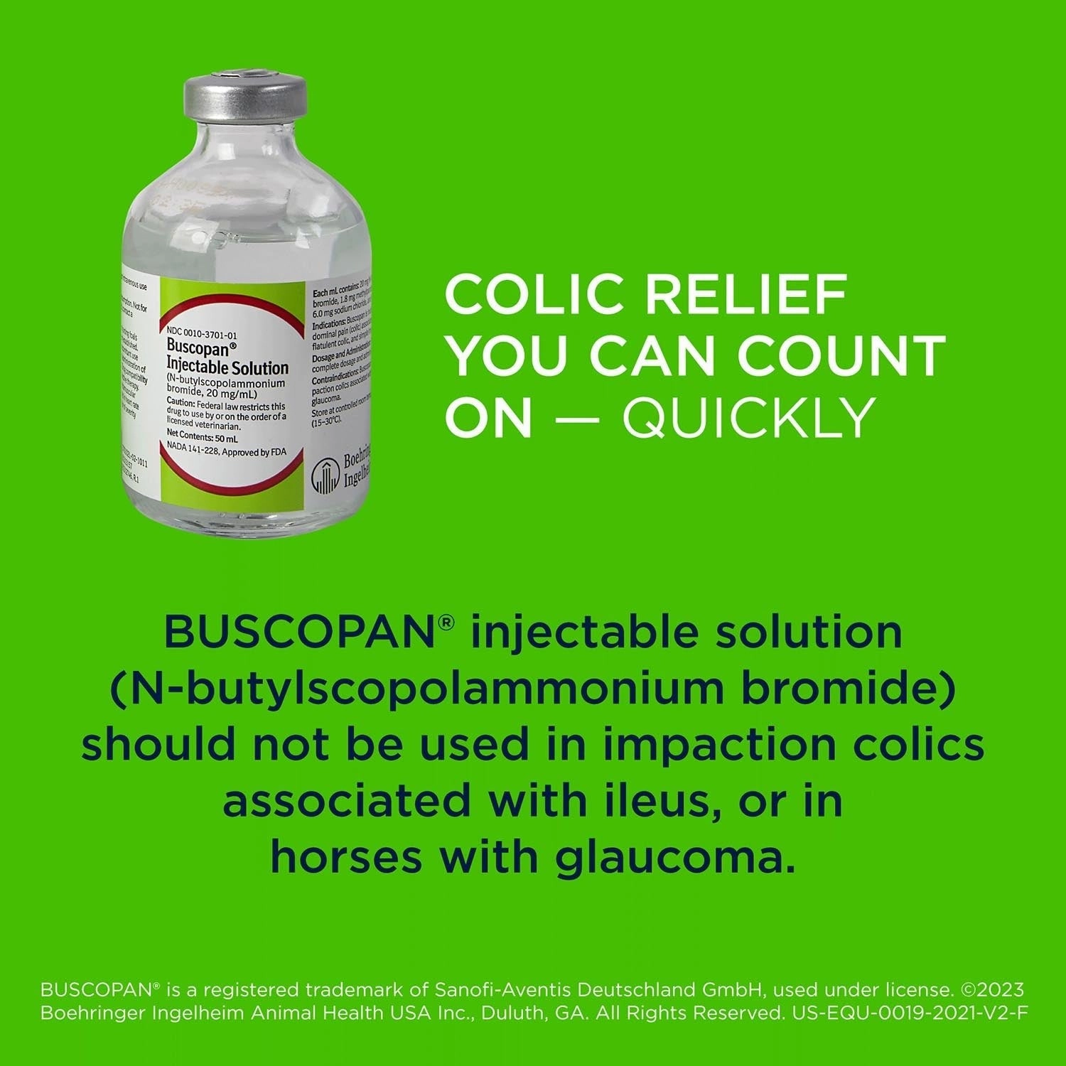 Rx Buscopan Injectable Solution for Horses, 50 mL