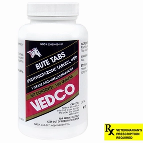 Rx Bute Tabs (phenylbutazone tablet, USP) for Horses, 1 gm x 100 tablets