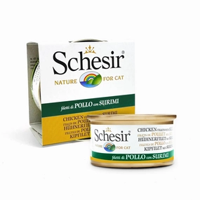 Schesir - Complementary Wet Food for Adult Cats - Chicken Fillets with Surimi 85g