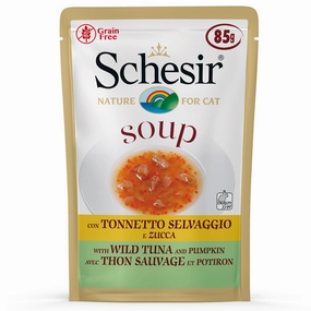 Schesir Soup With Wild Tuna & Pumpkin Grain-Free Pouch Cat Food 85g x 12