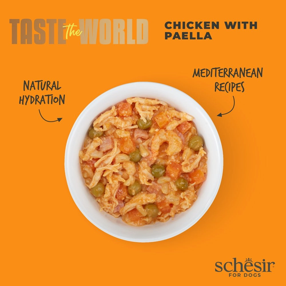 Schesir Taste The World Chicken With Paella Adult Canned Dog Food 150g
