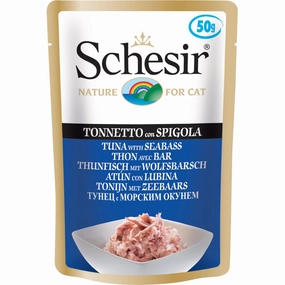 Schesir Tuna With Seabass Adult Pouch Cat Food 50g x 12
