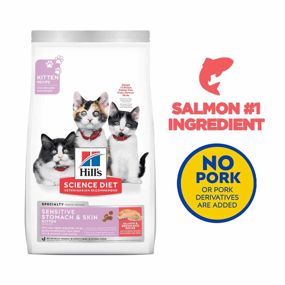 Science Diet Kitten Sensitive Stomach & Skin Salmon & Brown Rice Dry Cat Food 3.5lb