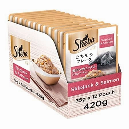 Sheba Skipjack & Salmon Fish Mix Cat Wet Food and Salmon Flavour Irresistible All Life Stages Cat Dry Food Combo
