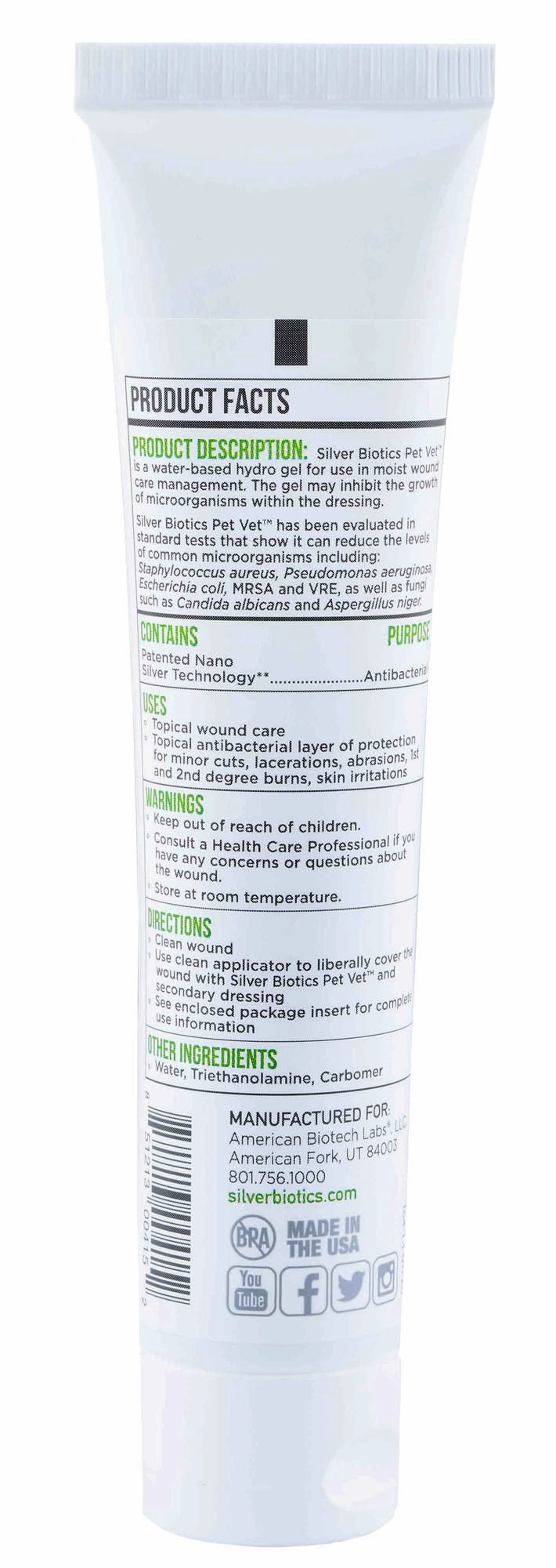 Silver Biotics Pet Vet Antibacterial First Aid Gel