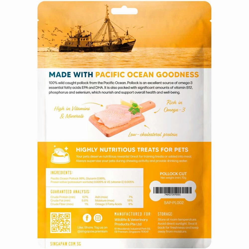 Singapaw Pacific Ocean Pollock Cut Air-Dried Dog Treats 70g