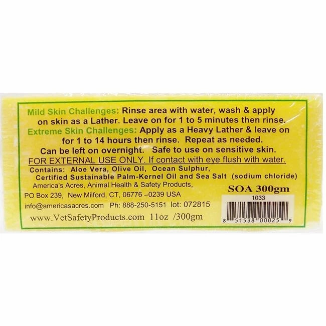 SOA  Itch Be Gone 100% Natural Sulfur Soap Bar for Horses, Dogs, & Cats