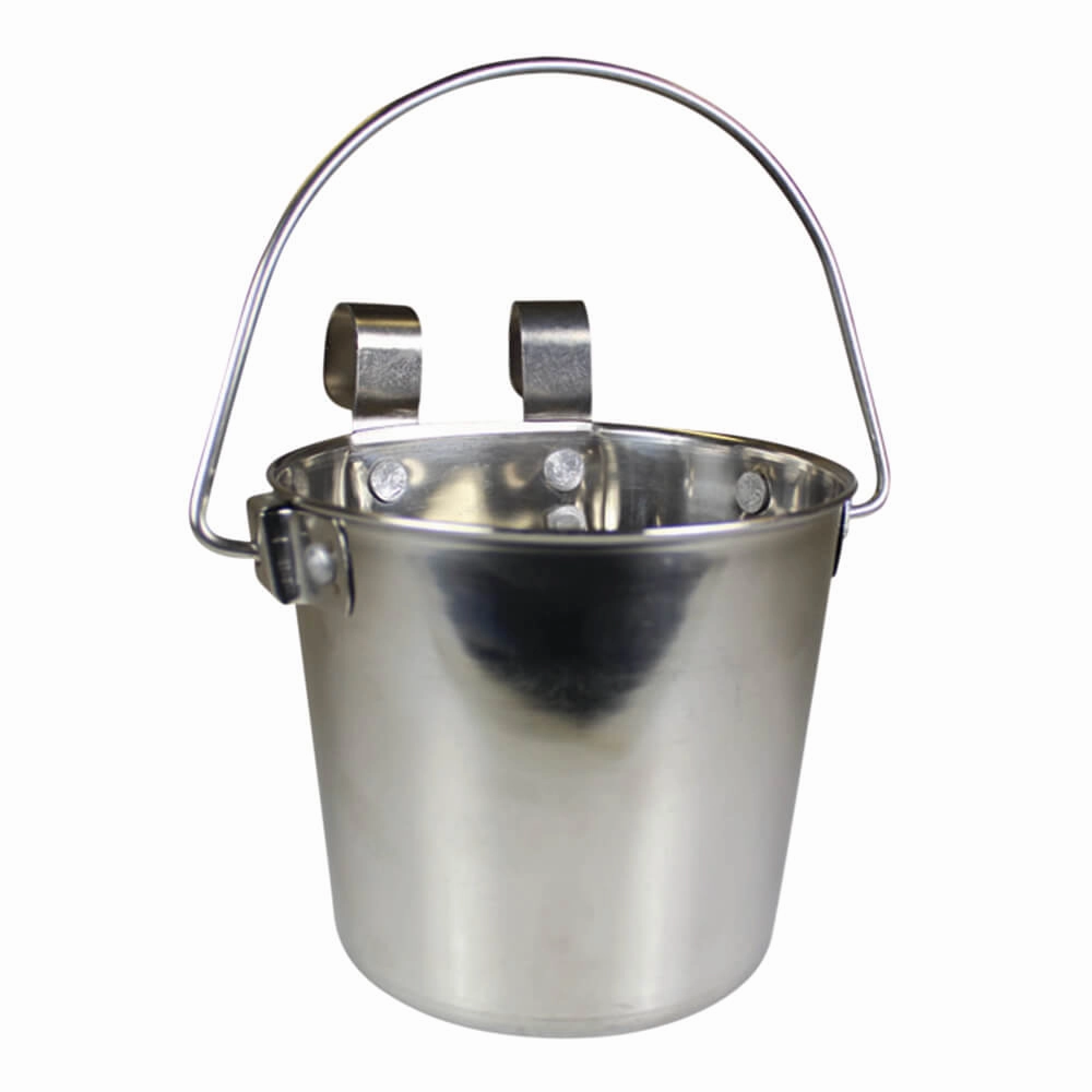 Stainless Steel Pail, Flat Sided Hook-On with Rivets