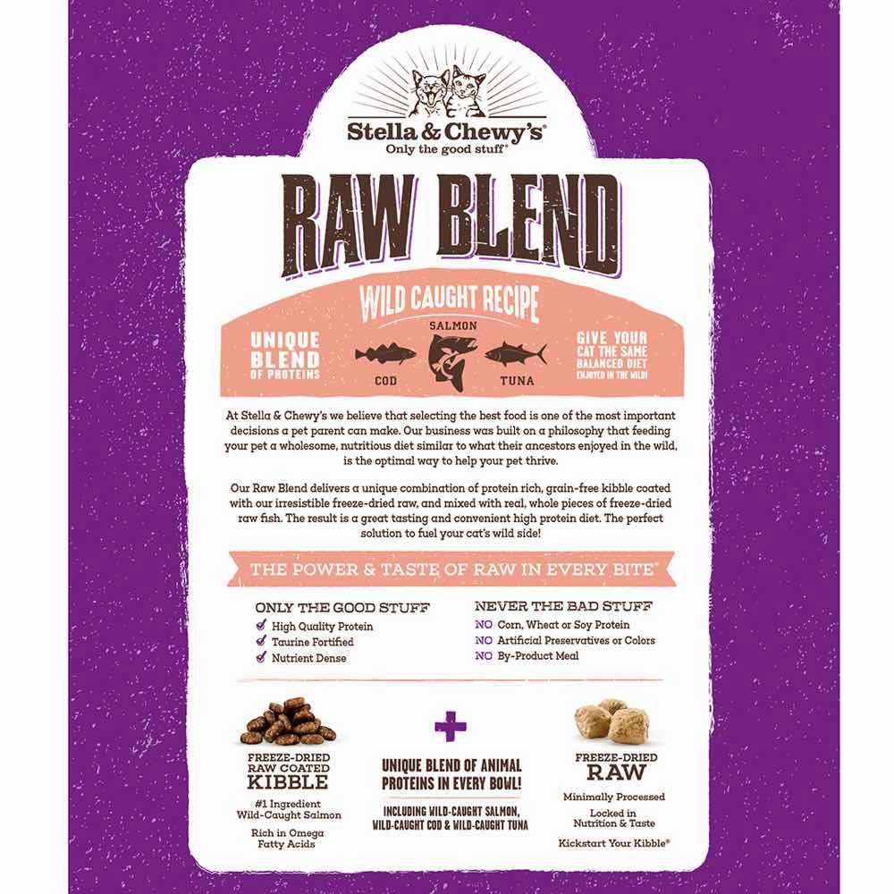 Stella & Chewy's Freeze-Dried Raw Blend Kibble Wild-Caught Fish Grain-Free Dry Cat Food 5lb