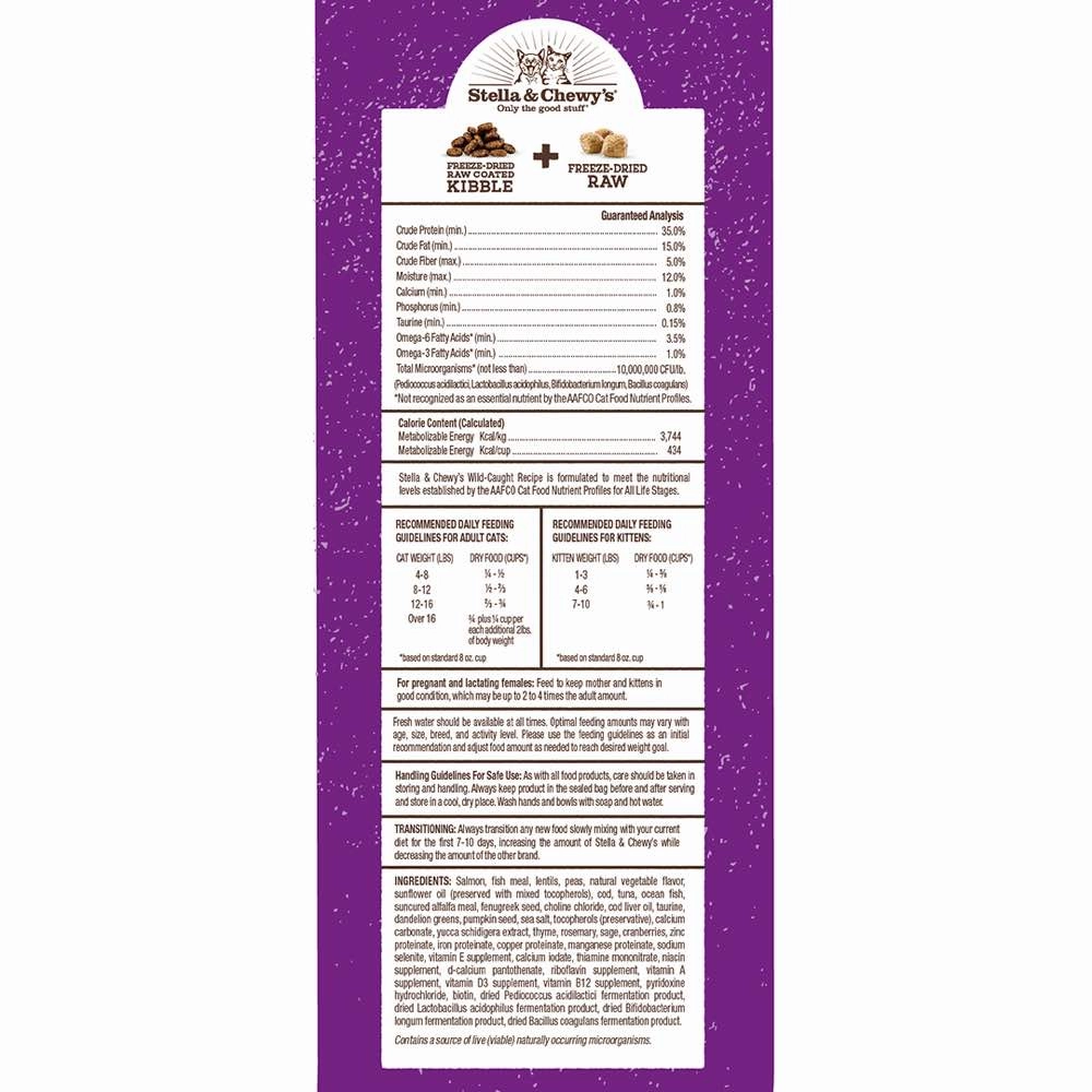 Stella & Chewy's Freeze-Dried Raw Blend Kibble Wild-Caught Fish Grain-Free Dry Cat Food 5lb